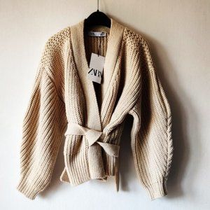 Zara oversized wrap knit cardigan
